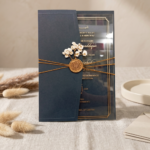 Elegant Dark Blue & Clear Acrylic Wedding Invitation