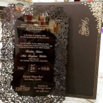 Premium Black Laser-Cut Acrylic Wedding Card - Image 2