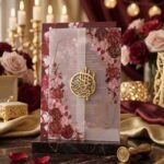 Vellum Gatefold Invitation with Gold Calligraphy Seal