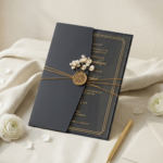 Elegant Dark Blue & Clear Acrylic Wedding Invitation - Image 2