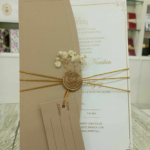 Premium Beige Wedding Invitation with Gold Wax Seal - Image 2