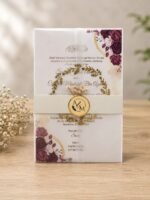 Semi-Transparent Vellum Wedding Invitation with Floral Print - Image 2