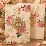 Vintage Floral Boxed Wedding Invitation with Matching Bag
