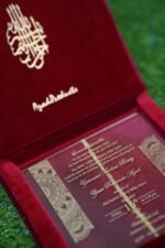 Clear Acrylic Wedding Invitation in Custom Velvet Box - Image 4
