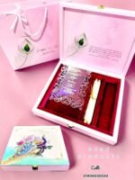 Blush Pink & Burgundy Velvet Keepsake Invitation Box